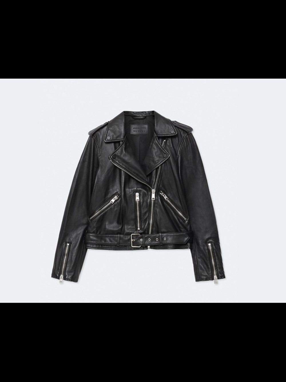 All Saints Balfern Black Leather Biker Jacket - Size 2